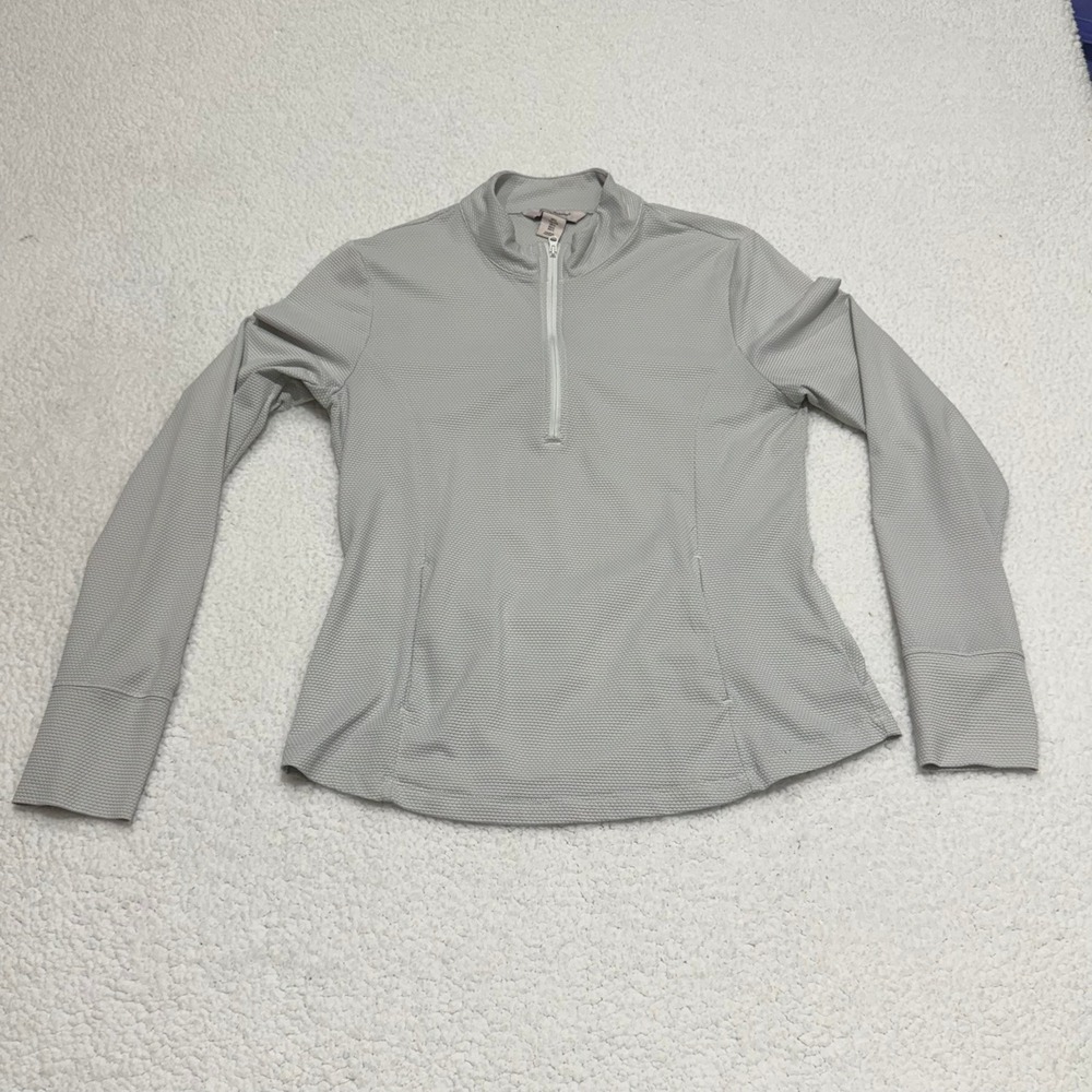 Tommy Bahama Golf Womens Large Gray Quarter Zip Pullover Long Sleeve Shirt